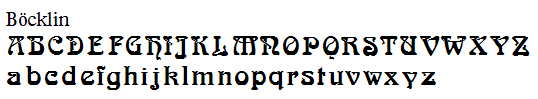 Majuscules et minuscules de A à Z en Böcklin