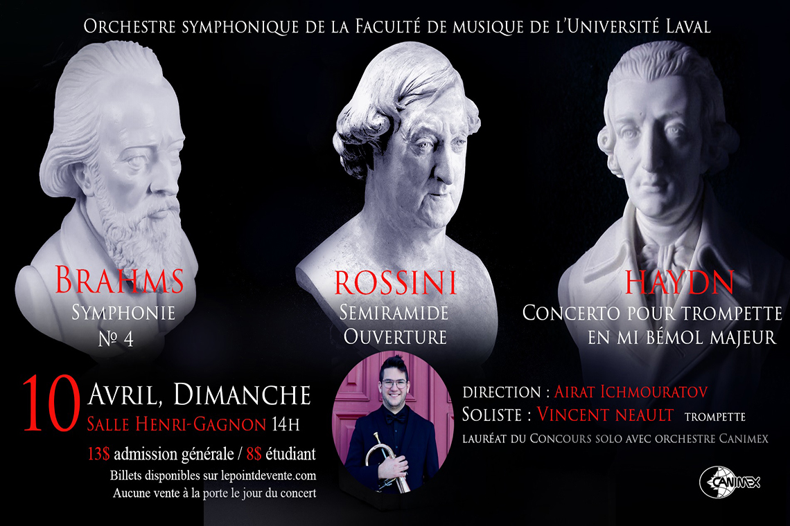 affiche du concert avec les bustes des compositeur